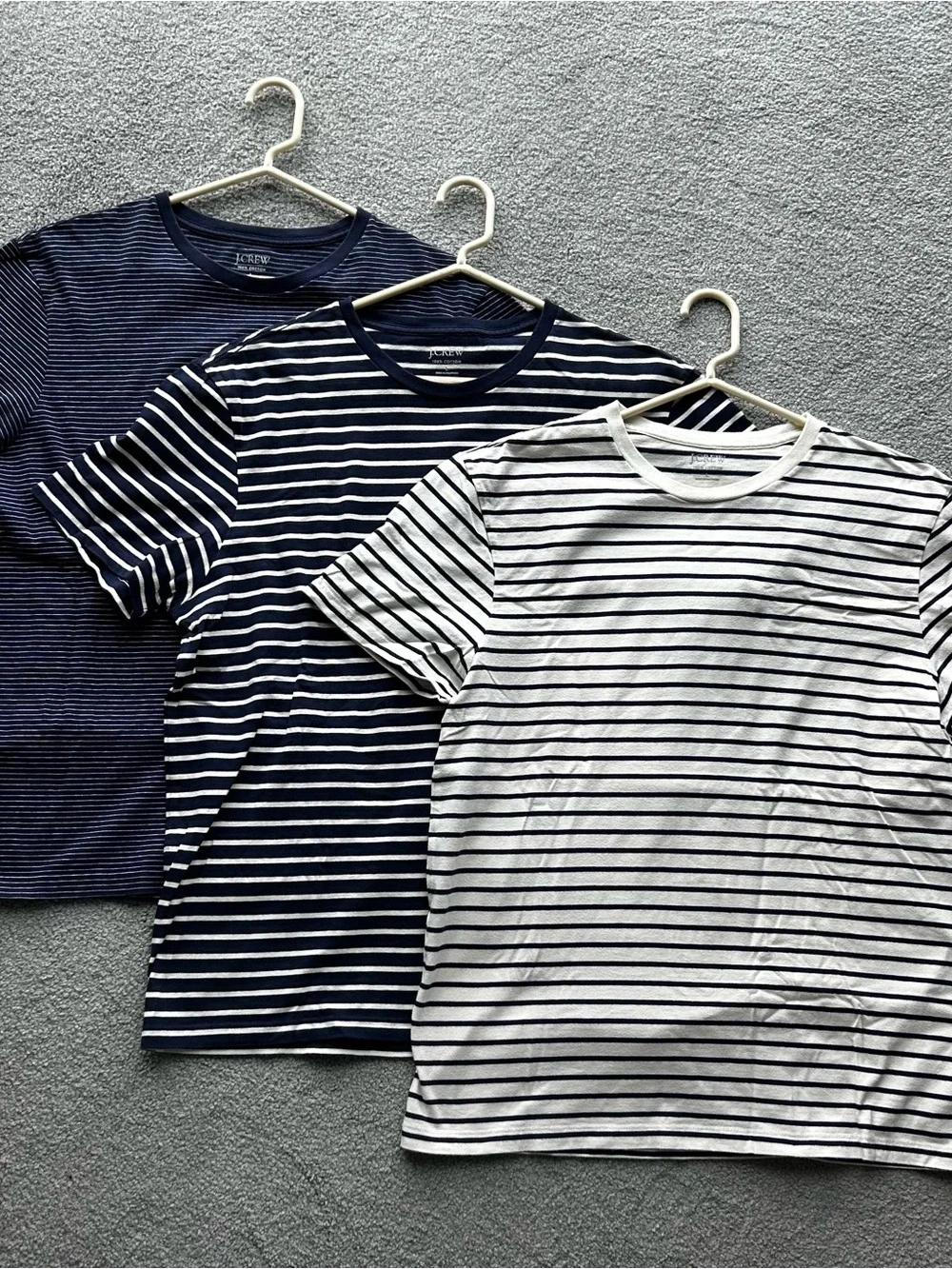 3 Pack Men’s J. Crew Summer Striped Crewneck T-Shirt - Navy & White